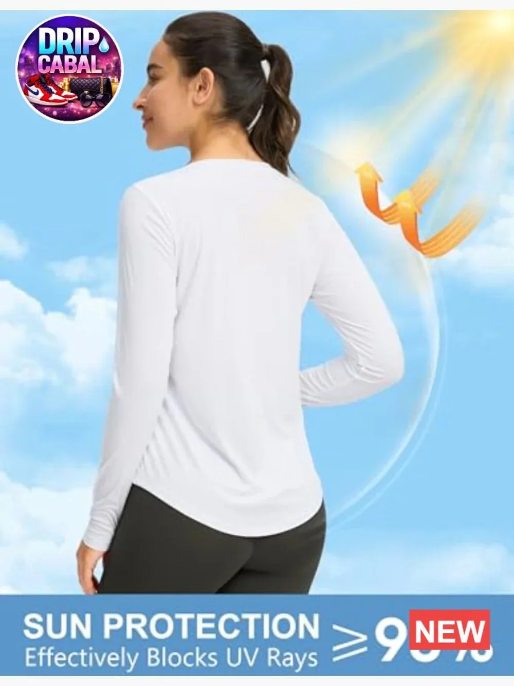UPF 50+ Long Sleeve Sun Shirt Rash Guard Quick Dry UV Protection Hiking Top